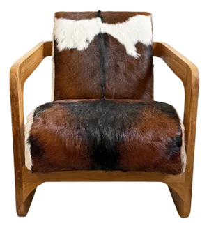 Brown & White Farmhouse Deco Cow Side Chair