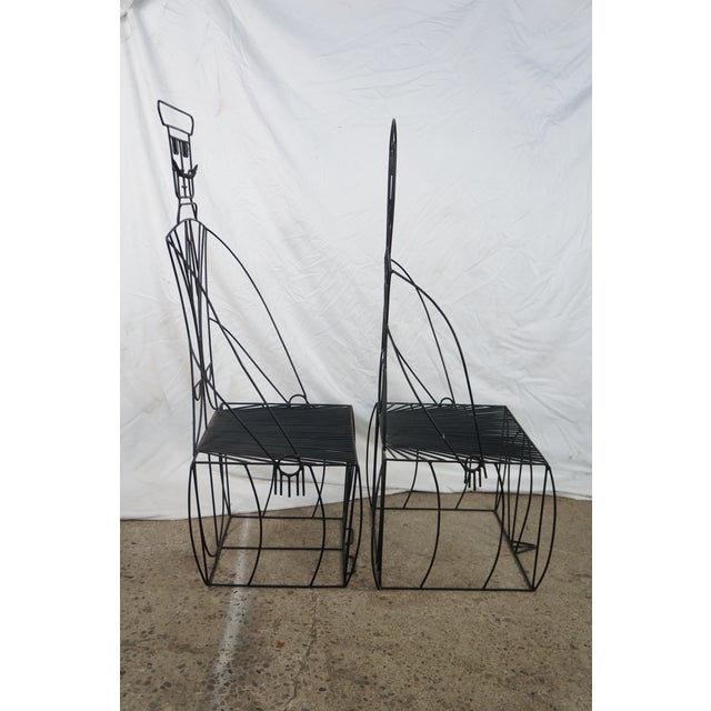2 John Risley 1960s Welded Steel Mr. & Mrs. Figural Peoples Chairs MCM 51" For Sale - Image 9 of 18