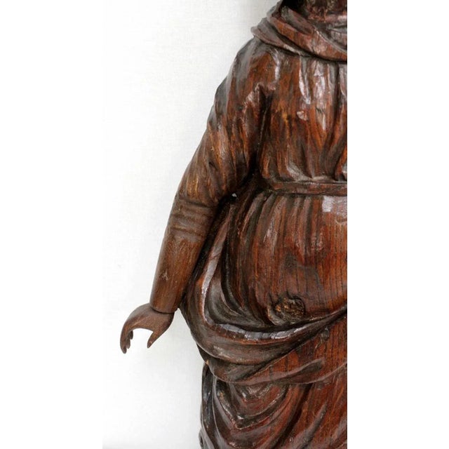 Oak Statue of a Saint, 19th Century For Sale - Image 12 of 18