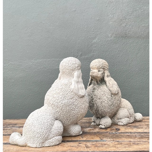 Vintage Cement Poodle Sculptures - A Pair For Sale - Image 10 of 12