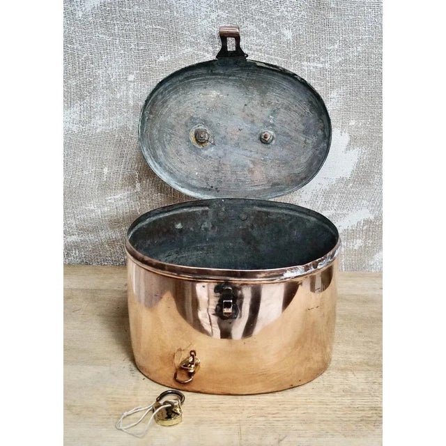 Metal Victorian Copper & Brass Hat Tin For Sale - Image 7 of 11