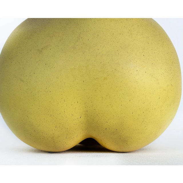 Glazed Ceramic Pear Sculpture With Wood Stem Attributed to Bijan Circa 1980s For Sale - Image 9 of 12