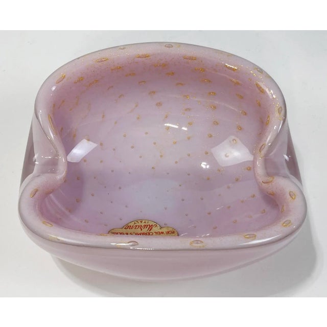 Vintage Venetian Murano Dish Pink W/ Gold Flecks For Sale In Kansas City - Image 6 of 8