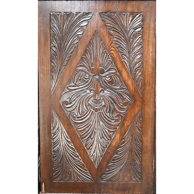 Neo-Renaissance Oak Cabinet with Lion Heads For Sale - Image 3 of 5