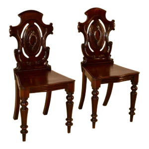 Pair of 19th Century English Mahogany Hall Chairs