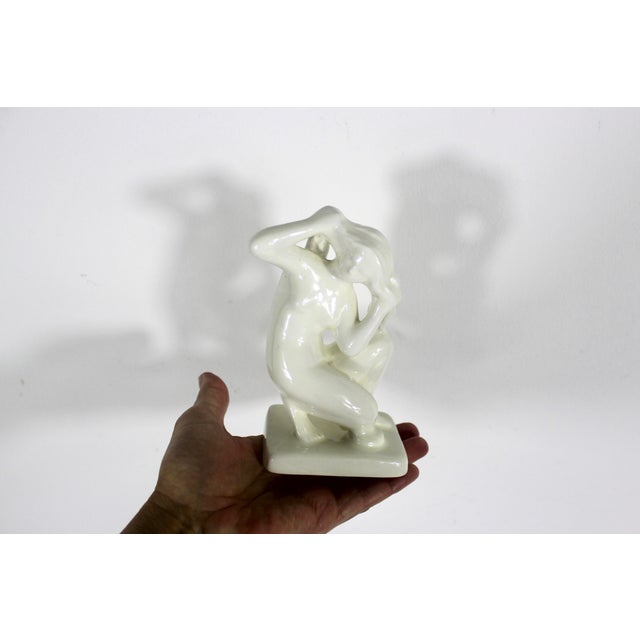 White Vintage Ceramic Crouching Aphrodite or Venus of Rhodes Icaros Rhodes Greece Figurine For Sale - Image 8 of 9