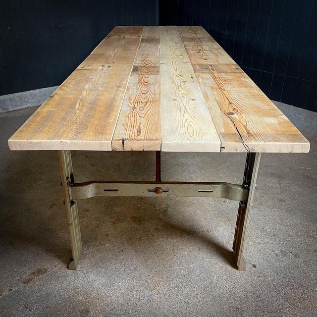 Industrial Dining Table with Steel Machine Base For Sale - Image 17 of 18