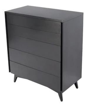 Five Drawers Black Lacquer Mahogany High Chest Dresser by John Stuart