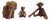 Vintage Danish Beech, Oak and Teak Monkey, Elephant and Bear Figurines by Kay Bojesen, 1960, Set of 3 For Sale