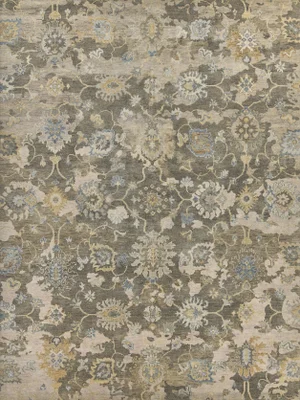 Exquisite Rugs Essex Hand-Knotted New Zealand Wool Brown/Ivory/Rust Rug-10'X14'