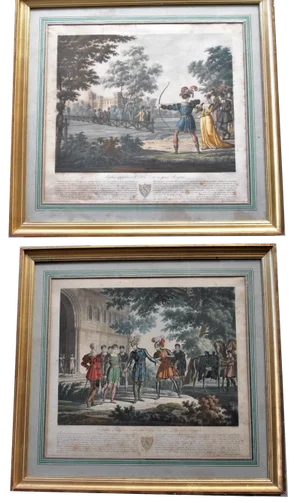 The Young Sargines and Louis Philippe, 19th-Century, Engravings, Framed, Set of 2