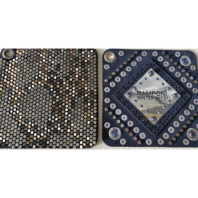 Italian Italian Studded Leather Swatch No 11 From 2026-2027 Collection For Sale - Image 3 of 6