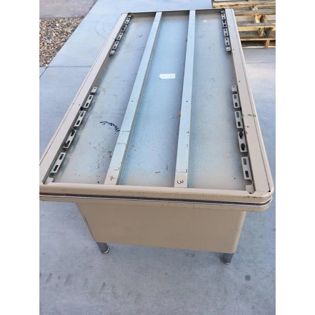 Chestnut Mid-Century Modern Industrial Tanker Writing Desk For Sale - Image 8 of 10