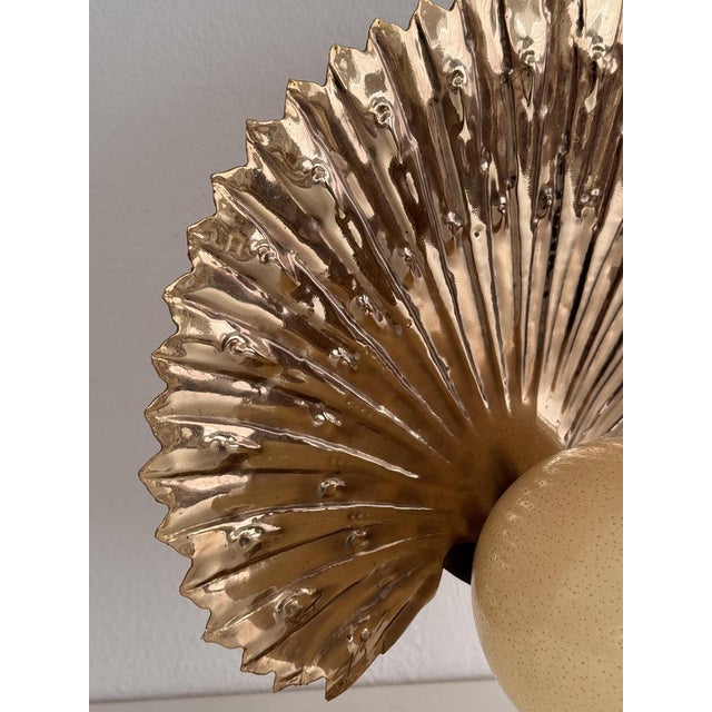 Vintage Italian Brass and Ostrich Egg Bird Sculpture by Antonio Pavia, 1970s For Sale - Image 11 of 12
