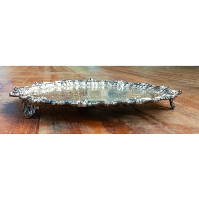 Metal 20th Century English Silverplate Rococo Revival Salver Tray by Ellis Barker For Sale - Image 7 of 14