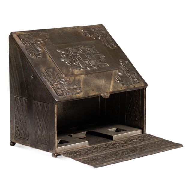1930s France Art Deco Gray Metal Box For Sale
