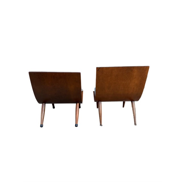 Mid Century Modern Bentwood Scoop Chairs Attributed to Carter Brothers Newly Reupholstered Mohair - Set of 2 For Sale - Image 10 of 11