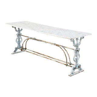 French Art Nouveau Marble Iron Patisserie Pastry Table Console For Sale