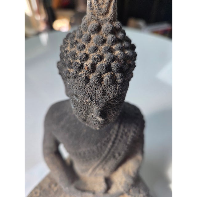Asian Cast Stone Seated Tibetan Buddha For Sale - Image 3 of 14