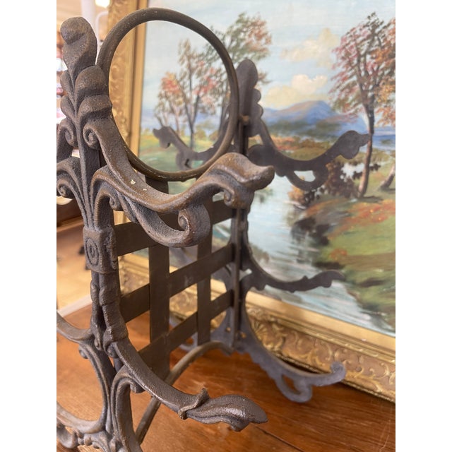 Black Likely Antique Cast Iron Scrollwork Fireplace Log Holder With Ornate Victorian Styling For Sale - Image 8 of 10