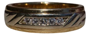 The Sunny Hills: Two Tone Diamond Wedding Band With Hidden Filigree Message