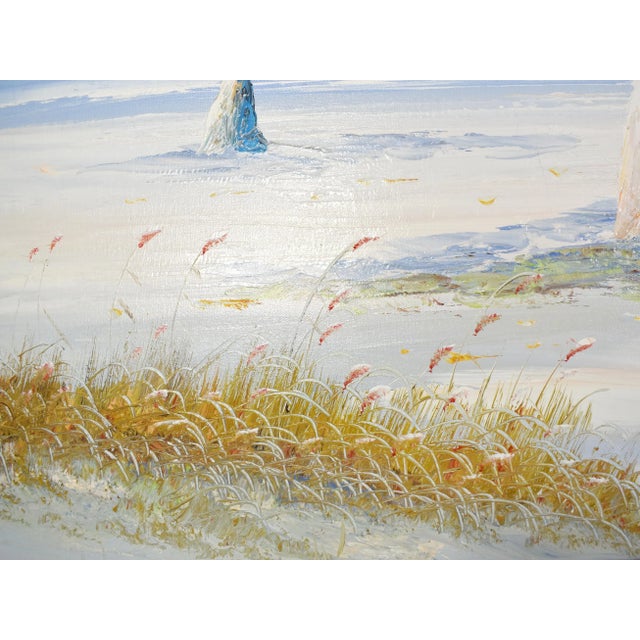 Mid 20th Century Framed Oil Painting Victorian Ladies on Beach Seaside For Sale - Image 4 of 7