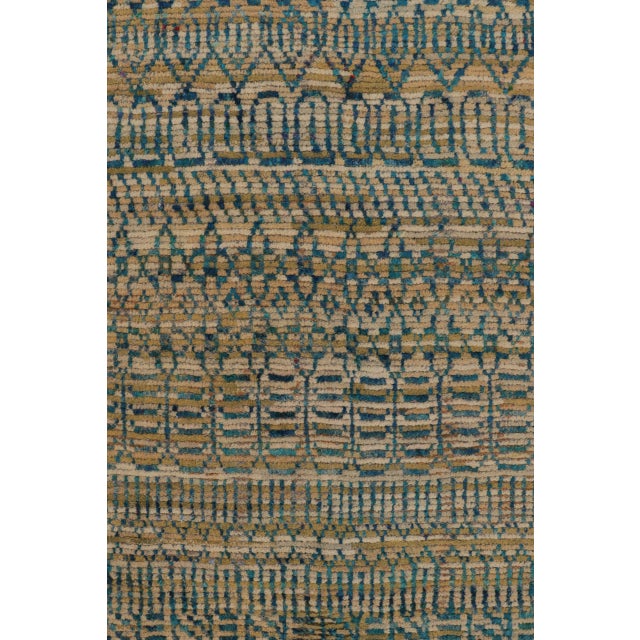 Rug & Kilim's Modern Rug in Indigo and Camel Bands With Geometric Motifs For Sale In New York - Image 6 of 8