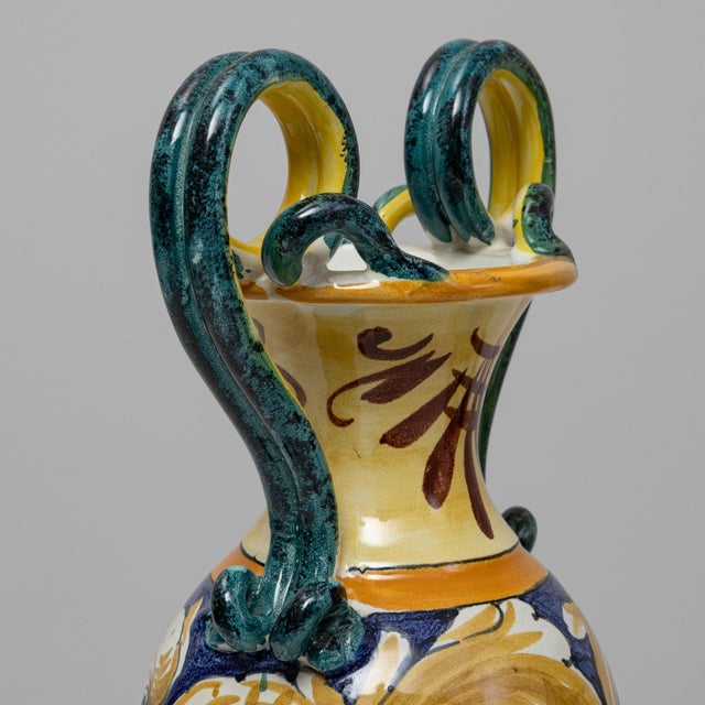 Pair Of 20th Century Italian Painted Ceramic Vases For Sale In Greensboro - Image 6 of 18