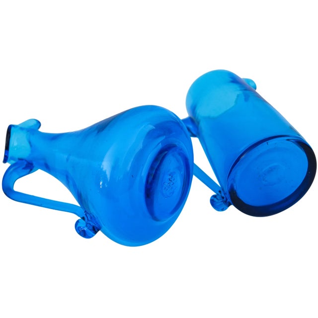 Vintage Blue Glass Creamers - Set of 2 For Sale - Image 4 of 5