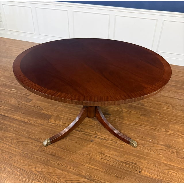 48” Round Mahogany Accent Foyer Table by Leighton Hall - Showroom Sample For Sale - Image 11 of 15