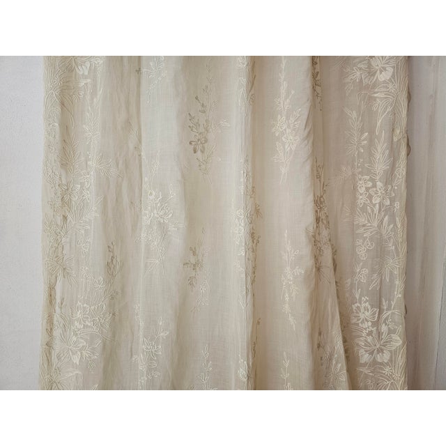 Curtain Panels and Embrasses in Cotton Voile with Cornely Embroidery, 1890s, Set of 4 For Sale - Image 16 of 18