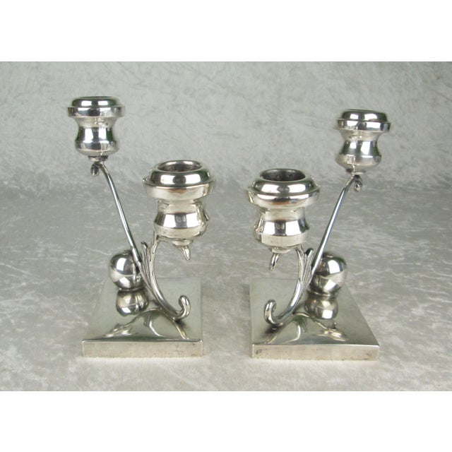 Metal Mid 20th Century P Lopez G Mexican Sterling Silver Candle Sticks - A Pair For Sale - Image 7 of 18