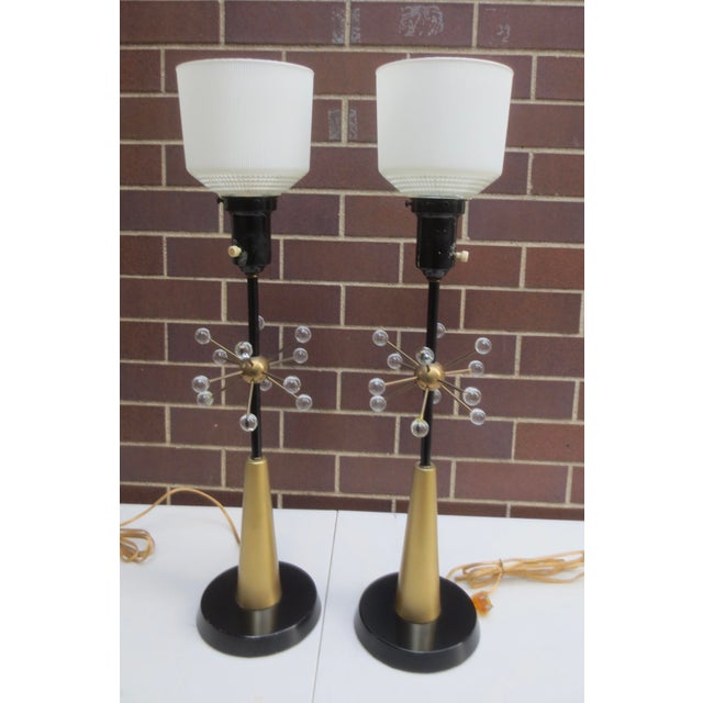 1980s Sputnik Table Lamps unmarked - Pair For Sale - Image 11 of 15