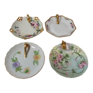 Vintage 1950s Hand-Painted Porcelain Nappy Dishes- Set of 4 For Sale