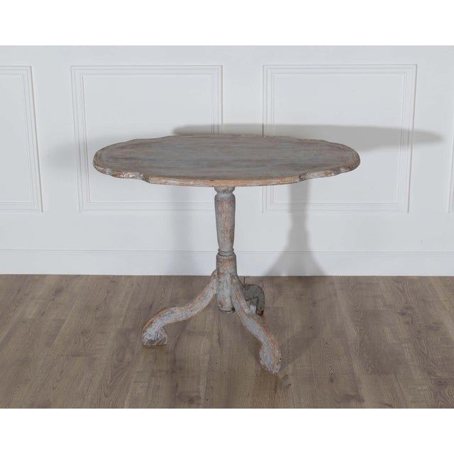 18th Century Swedish Rococo Tilt-Top Table with Original Black Back For Sale - Image 4 of 8