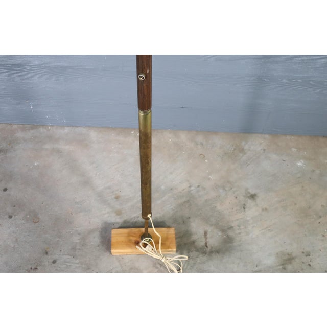 Brass Mid Century Spun Fiberglass Tension Pole Floor Lamp Raw Modern Atomic Retro Space Age For Sale - Image 8 of 11