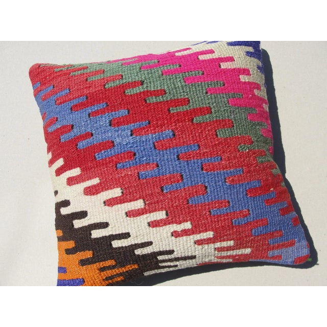 Turkish Vintage Kilim Rug Pillow Cover For Sale - Image 3 of 8