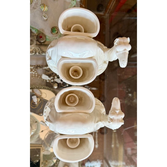 Mid Century Fitz & Floyd Ceramic Camel Candle Holders Pair For Sale - Image 9 of 13