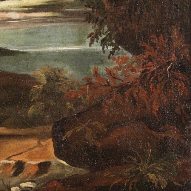 Italian Artist, Landscape with Characters, 1750, Oil Painting on Canvas, Framed For Sale - Image 10 of 14