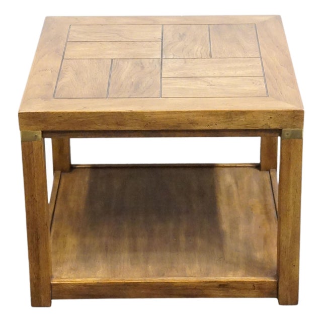 Drexel Heritage Woodbriar Collection Pecan Rustic European 26" Square Accent End Table 988-310 For Sale