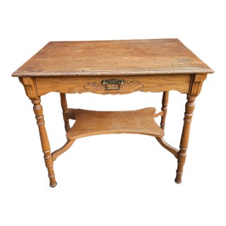 19th Century Oak Single Drawer Legs Work Table For Sale