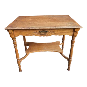 19th Century Oak Single Drawer Legs Work Table