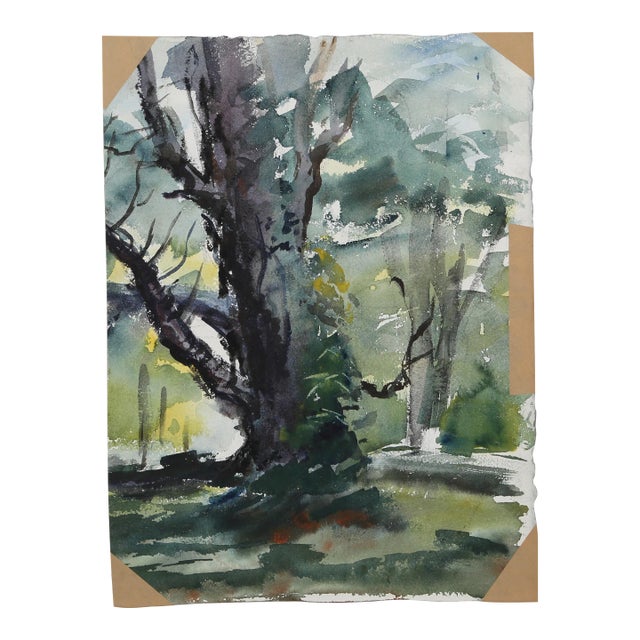 1950s "Forest P2.59" Watercolor Painting by Eve Nethercott For Sale