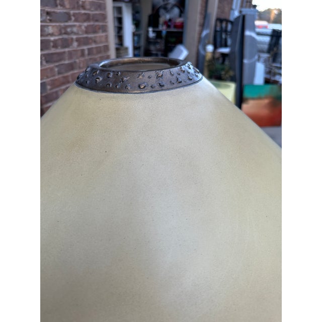 1970s Ceramic Bird Lamp Including Large Lampshade With Brass Details For Sale - Image 10 of 12