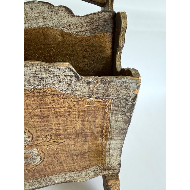 Wood 1960s Italian Florentine Giltwood Magazine Rack For Sale - Image 7 of 10