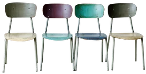 Vintage School Chairs, Set of 4