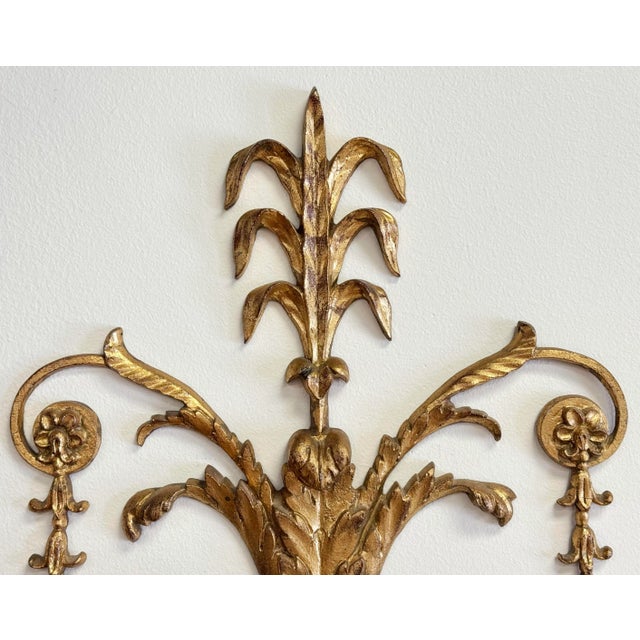 Mid 20th Century Vintage Italian Gilt Candle Wall Sconce For Sale - Image 5 of 9