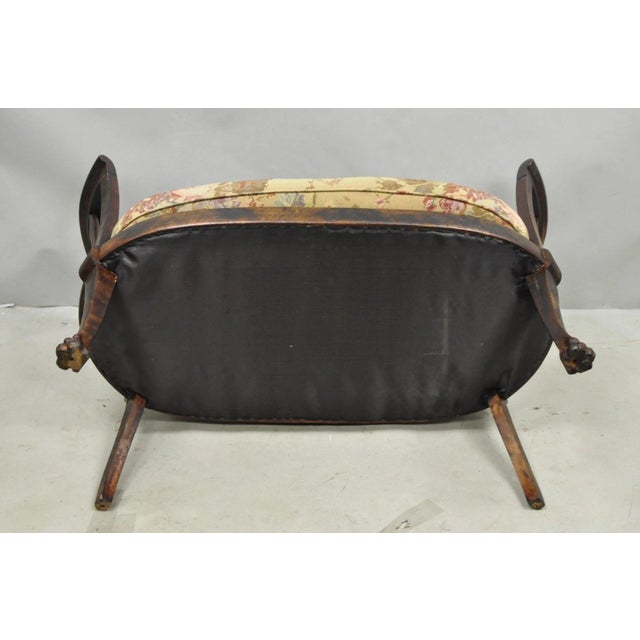 Antique Victorian Carved Mahogany Paw Foot Barrel Back Settee Loveseat Sofa For Sale - Image 13 of 16