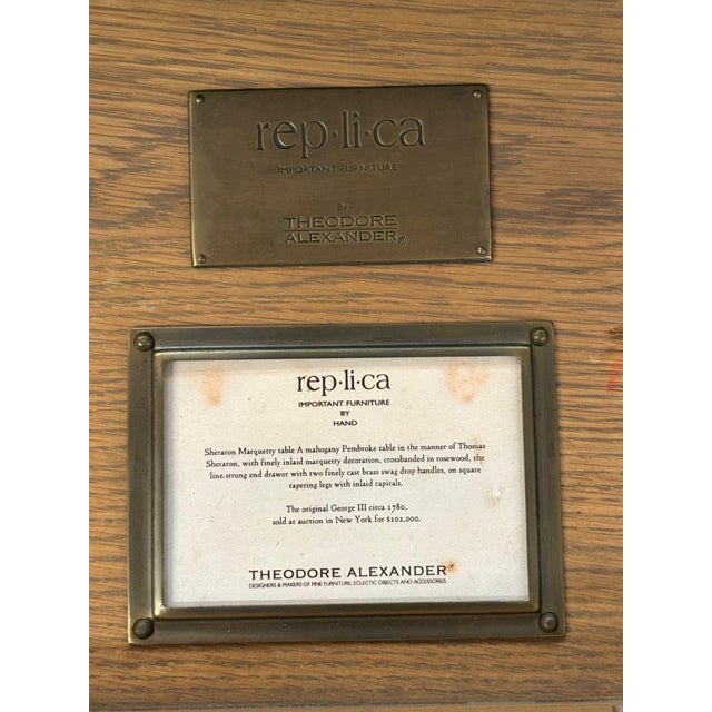 Theodore Alexander Replica Collection Sheraton Satinwood Inlaid Pembroke Table For Sale - Image 11 of 11