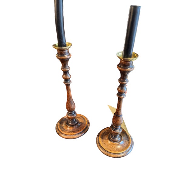 Pair of Turned Candlesticks For Sale - Image 4 of 10